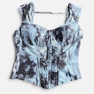 Windsor Blue and Black Corset Top Sz Large Night Out Padded Bra